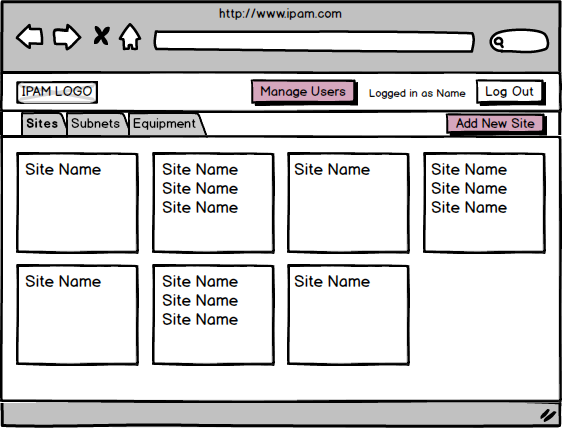 Wireframe of home page